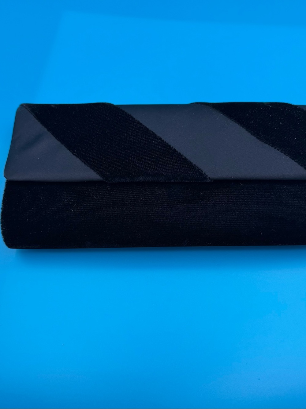Kate Landry Black Women Evening Clutch with Satin Diagonal Stripes